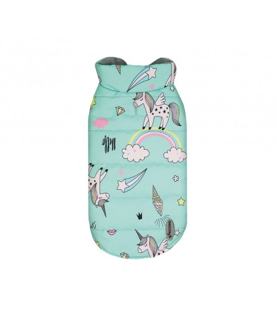 Doudoune imprime licorne turquoise 2070 record 2