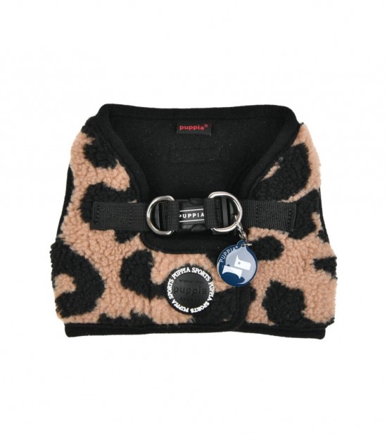 Hb1930 harnais veste doudou leopard beige serval puppia