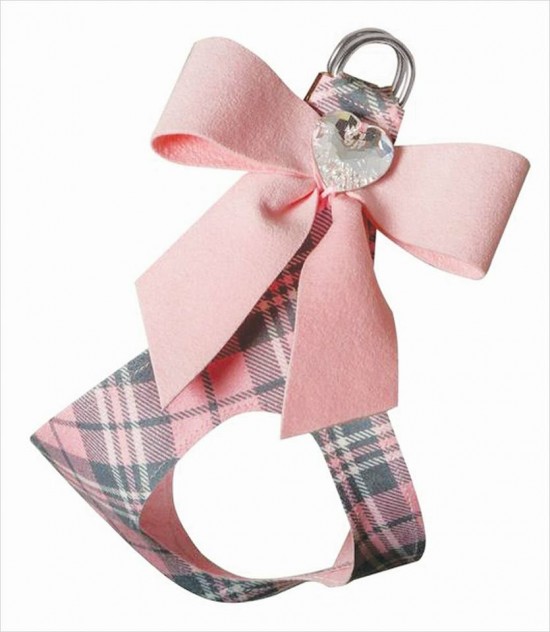 Susan lanci scotty plaid tail bow step in harness  puppy