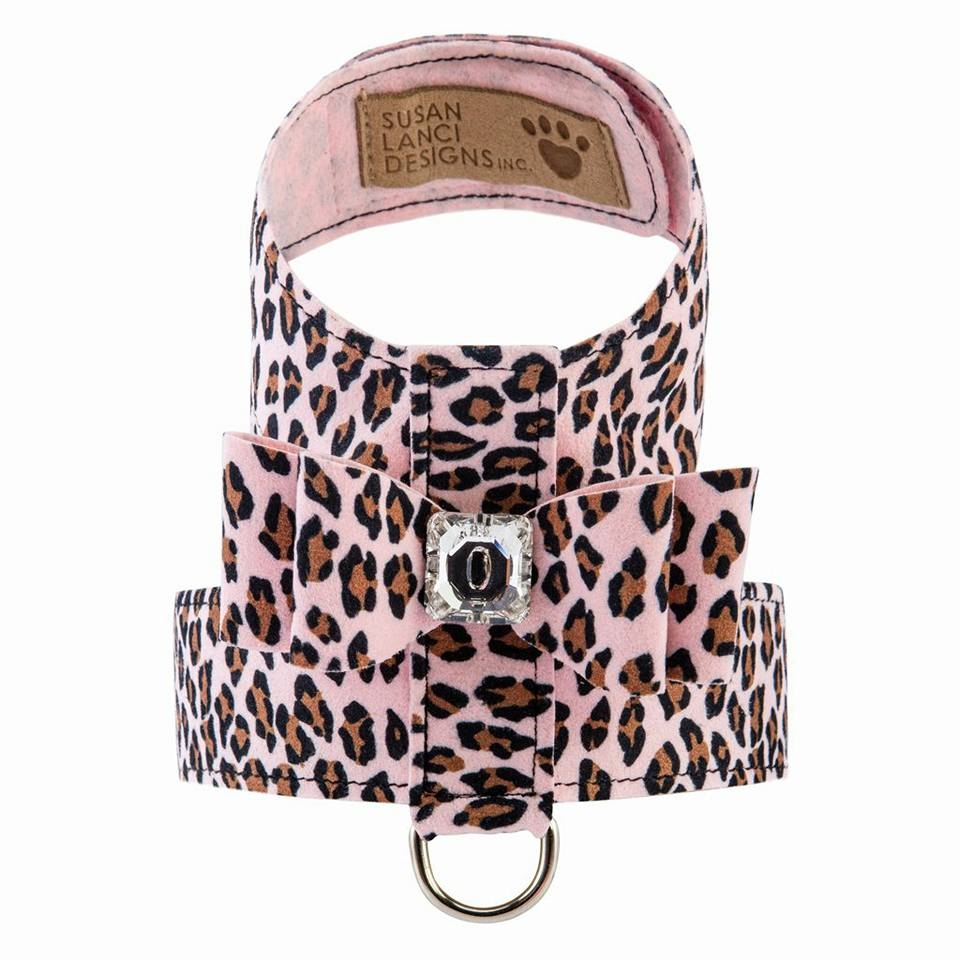 SUSAN LANCI HONDENTUIGJE TINKI HARNESS PINK CHEETAH COUTURE WITH BIG